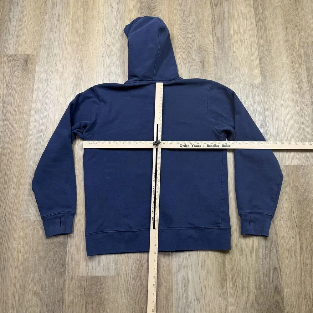 The North Face Hoodie Mens Large Blue Full Zip Graphic Logo Fleece Sweatshirt